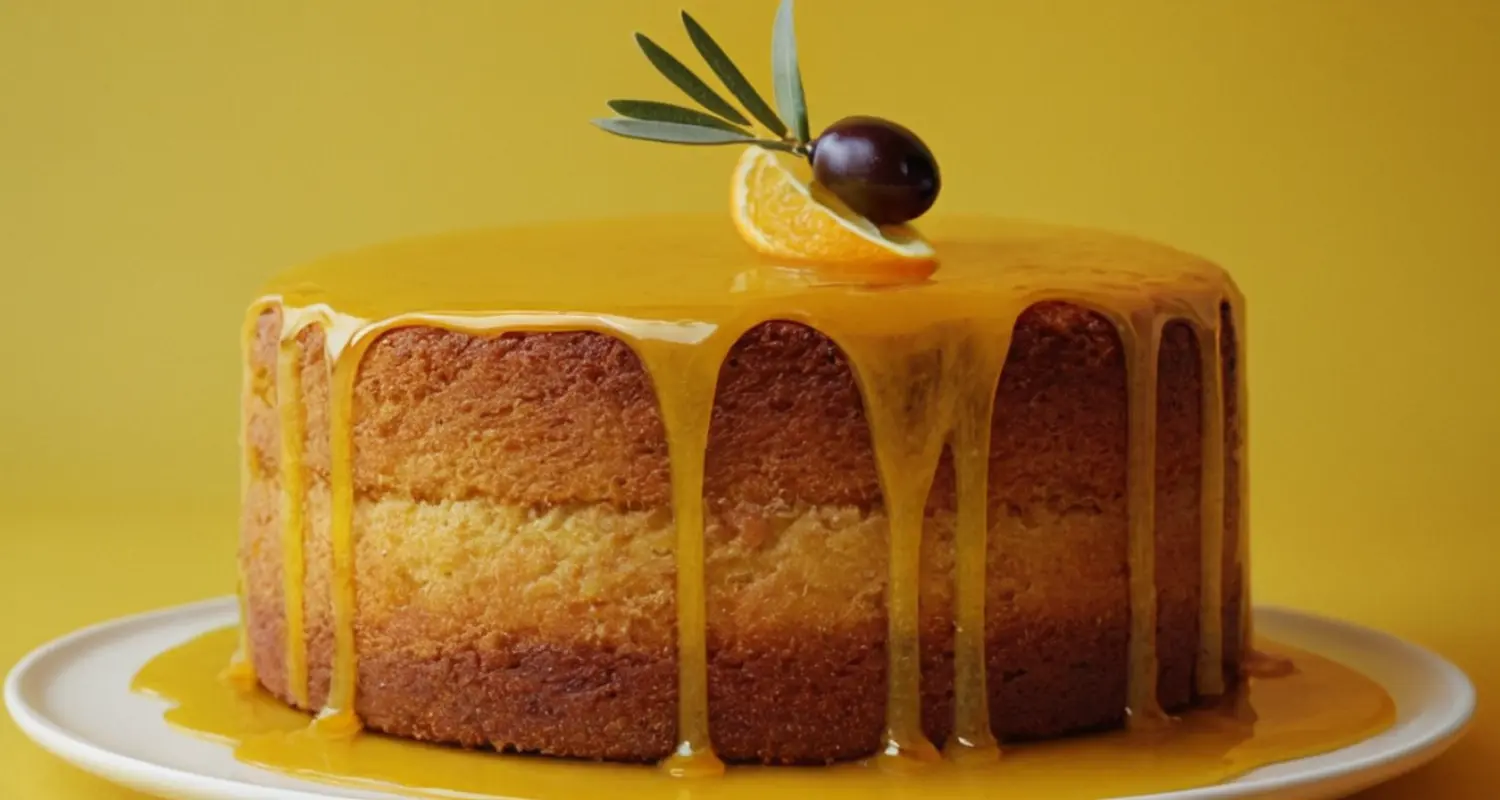 Main Image of the Orange Olive Oil Cake Alt Tag: "Delicious Orange Olive Oil Cake ready to serve" Ingredients for Orange Olive Oil Cake Alt Tag: "Ingredients for making Citrus Olive Oil Cake" Process of Mixing Cake Batter Alt Tag: "Preparing batter for Mediterranean Orange Cake" Cake in the Oven Alt Tag: "Baking Orange Infused Olive Oil Cake in the oven" Final Glazed Cake Alt Tag: "Glazed Orange Olive Oil Cake with citrus zest topping" Serving the Cake Alt Tag: "Sliced Orange Olive Oil Cake served with fresh oranges" Close-up of Cake Texture Alt Tag: "Moist crumb of Orange Olive Oil Cake close-up"