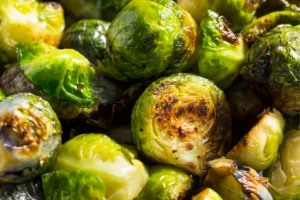 Preparing Brussels sprouts for air frying.