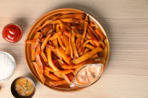 "Sweet Potato Fries Air Fryer Quick Snack" "Delicious Sweet Potato Fries Air Fryer Meal"