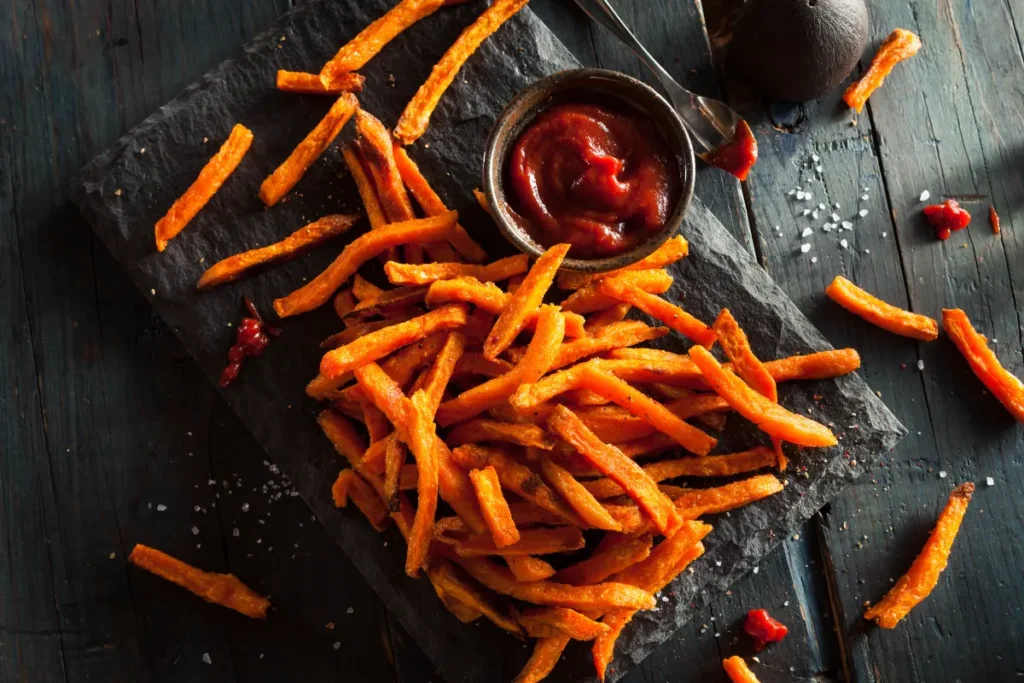 "Crispy Sweet Potato Fries Air Fryer" "Perfectly Cooked Air Fryer Sweet Potato Fries" "Golden Sweet Potato Fries Recipe Air Fryer" "Healthy Air Fried Sweet Potato Fries"