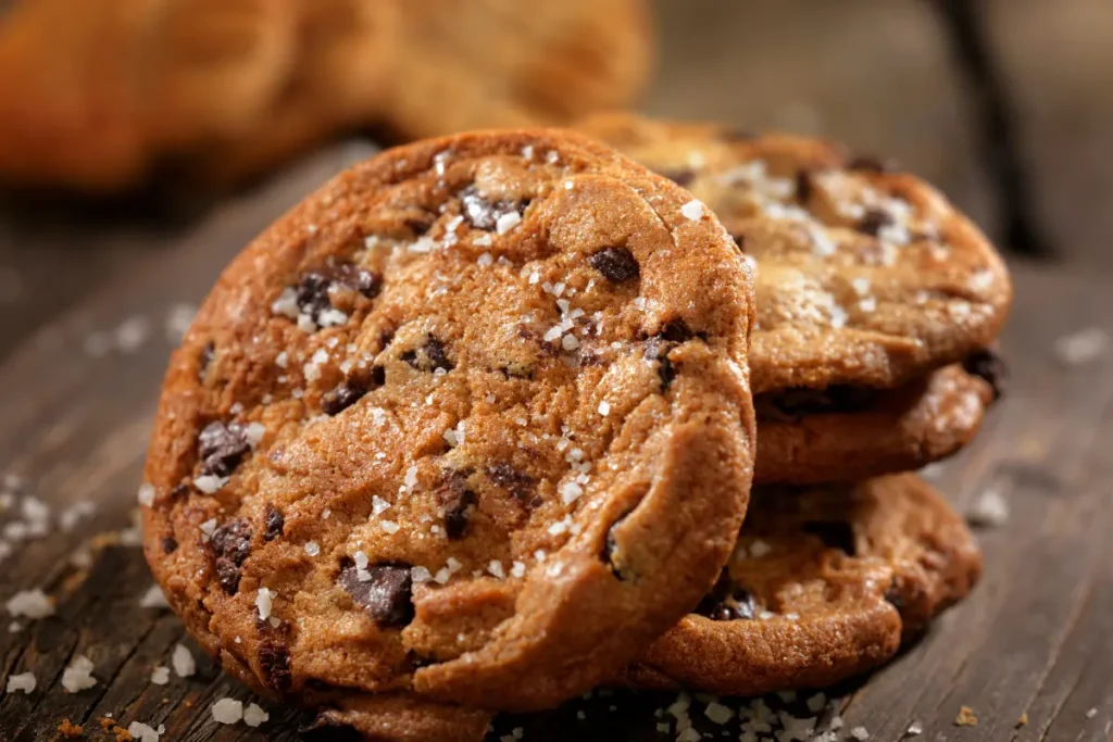 "Freshly baked Salted Caramel Chocolate Cookies on a cooling rack." "Mixing dough for Salted Caramel Chocolate Cookies recipe."